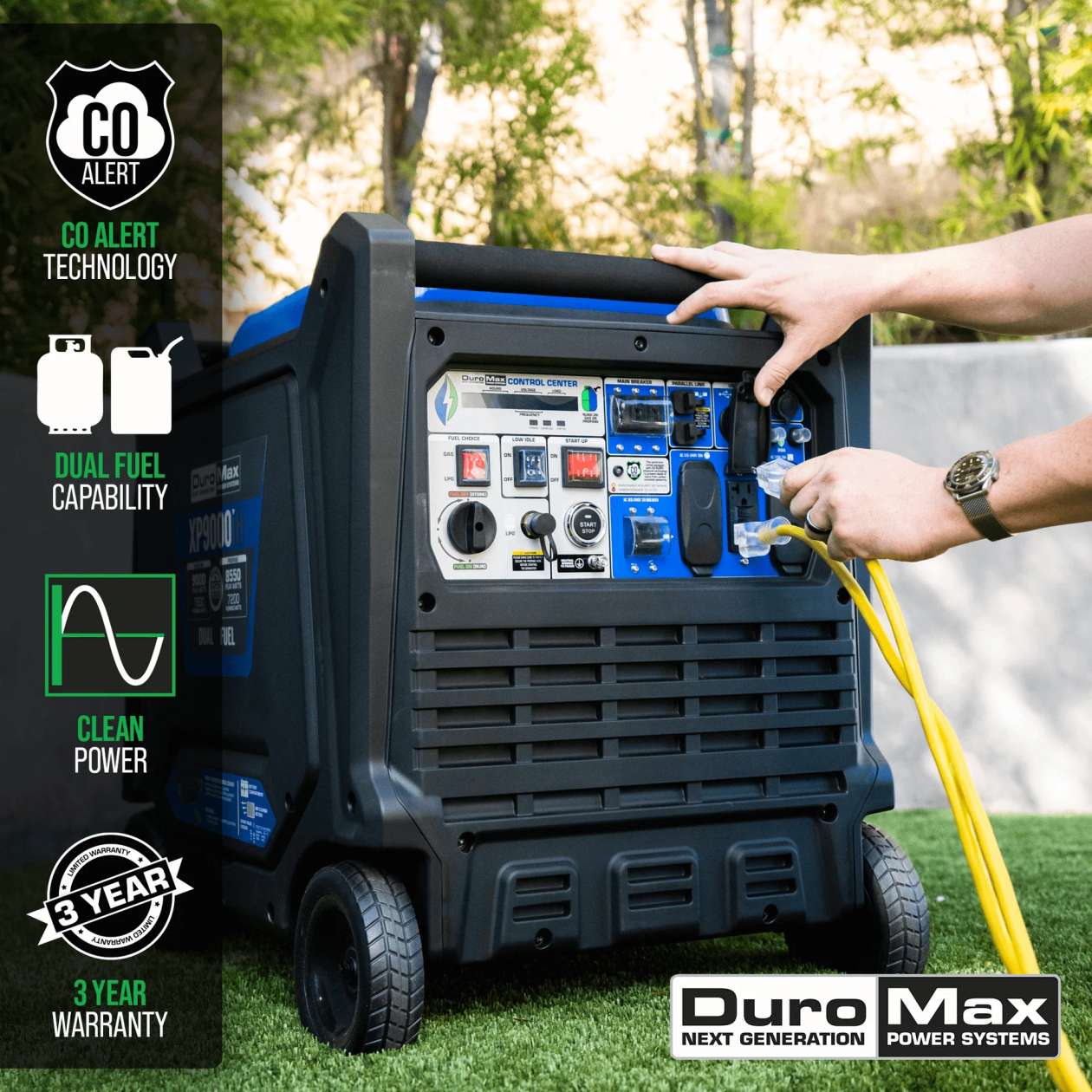 DuroMax XP9000iH Generator Inverter 9,000 Peak Watts Dual Fuel Electric Start (Grade A Refurbished)